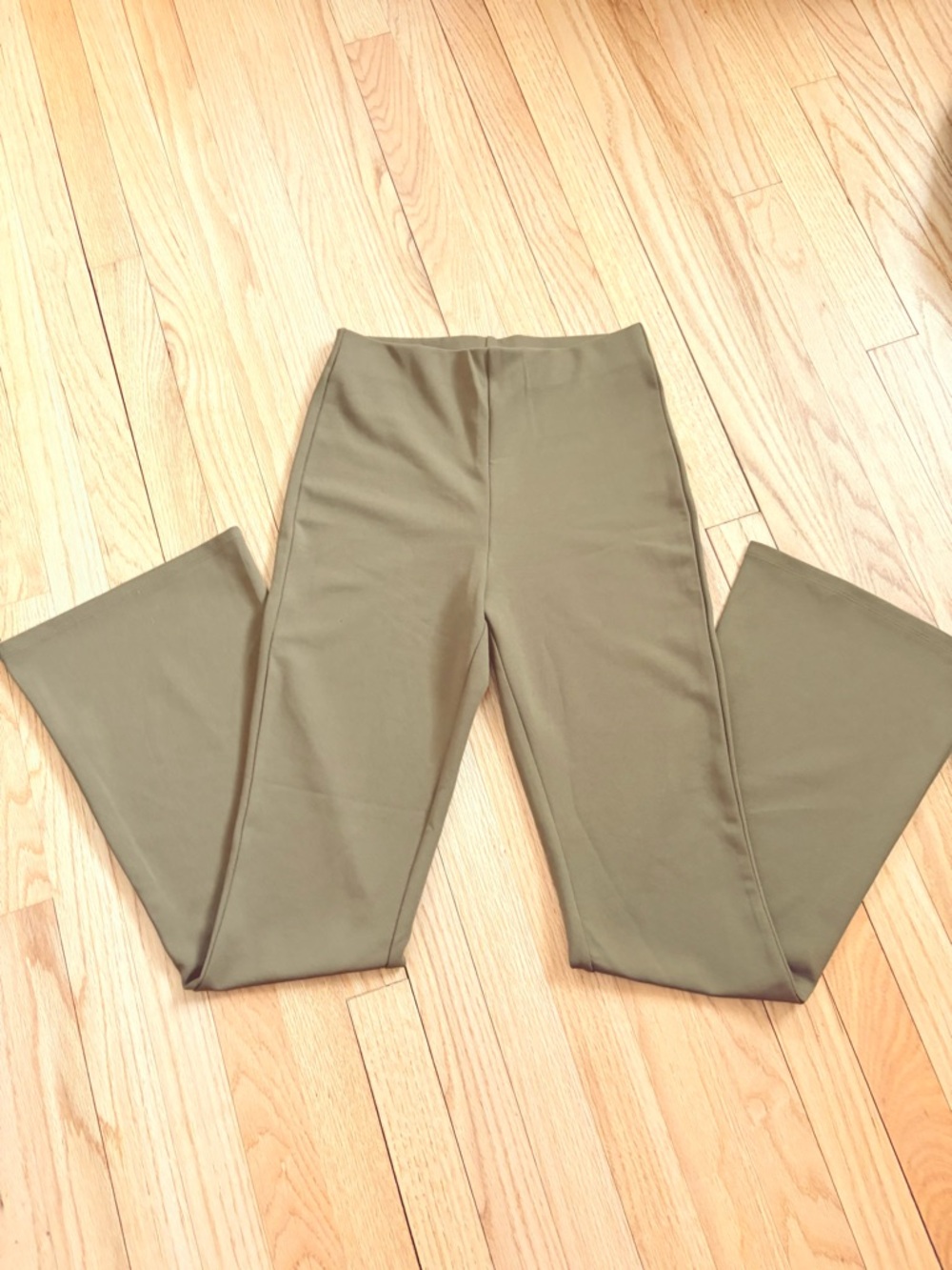 H&M High-Waist Olive Green Flare Leg Pants